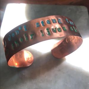 Stand for something statement copper cuff bracelet